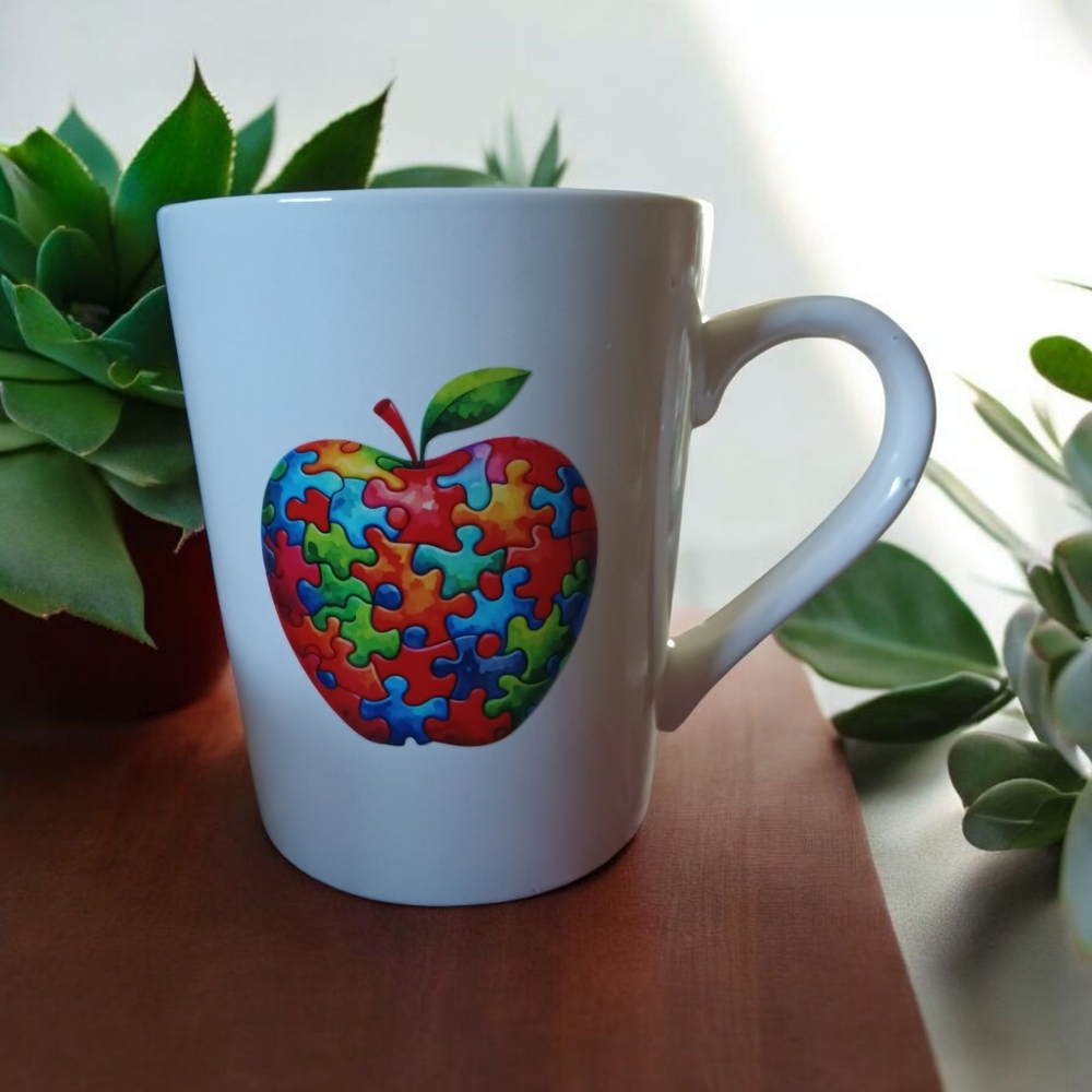 Handcrafted Autism Apple Coffee Mug